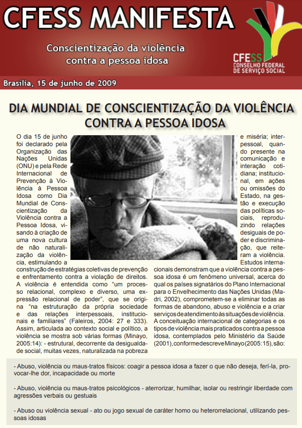 Dia Mundial de Conscientização da Violência contra a Pessoa Idosa