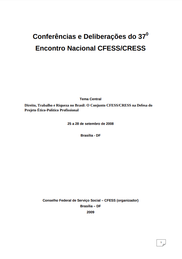 Conferências e Deliberações do 37º Encontro Nacional CFESS/CRESS - 2008